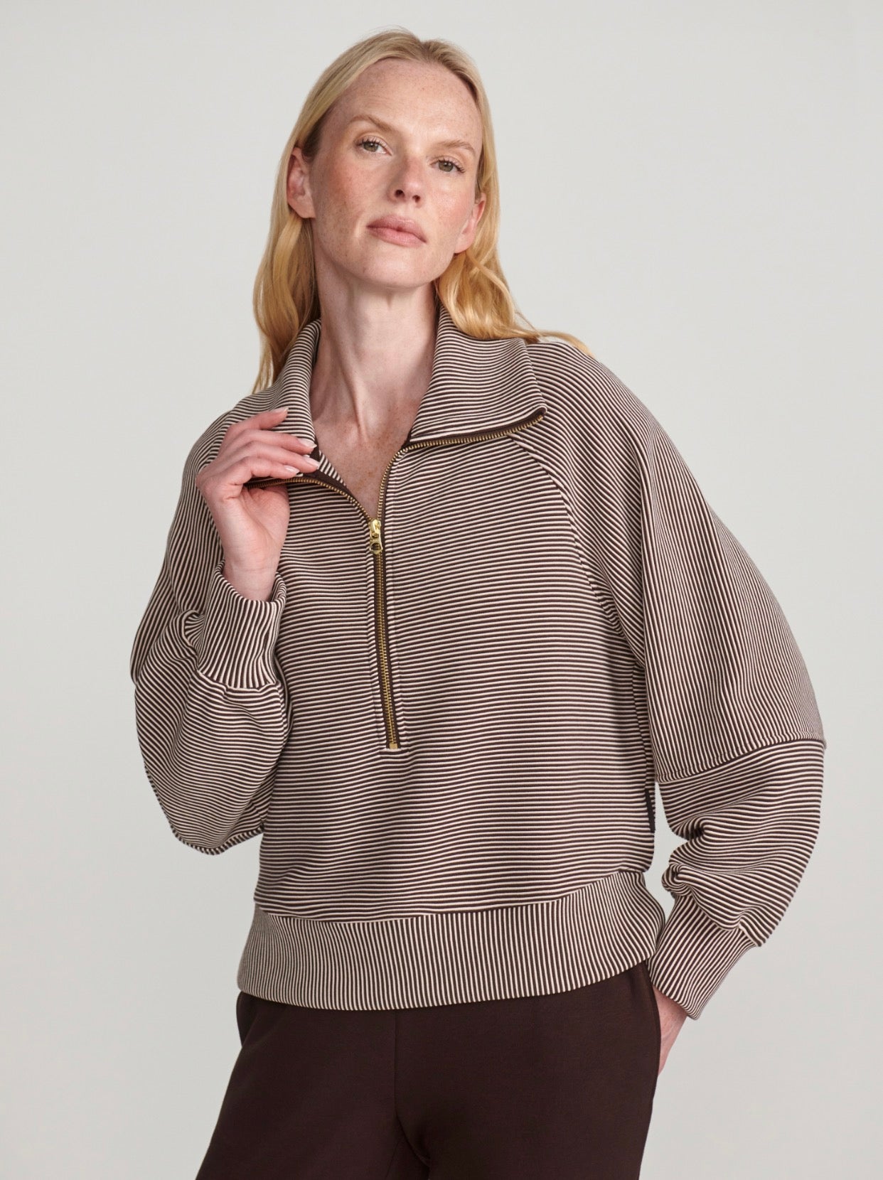 Milano 2.0 Half-Zip Sweat in Coffee Bean/Birch