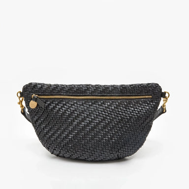 Clare V. Grande Fanny in Black Woven Zig Zag