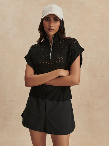 Varley Gaines Half-Zip Knit in Black at Baseline Social