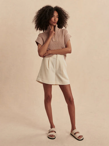 Varley Gaines Half-Zip Knit in Light Taupe at Baseline Social