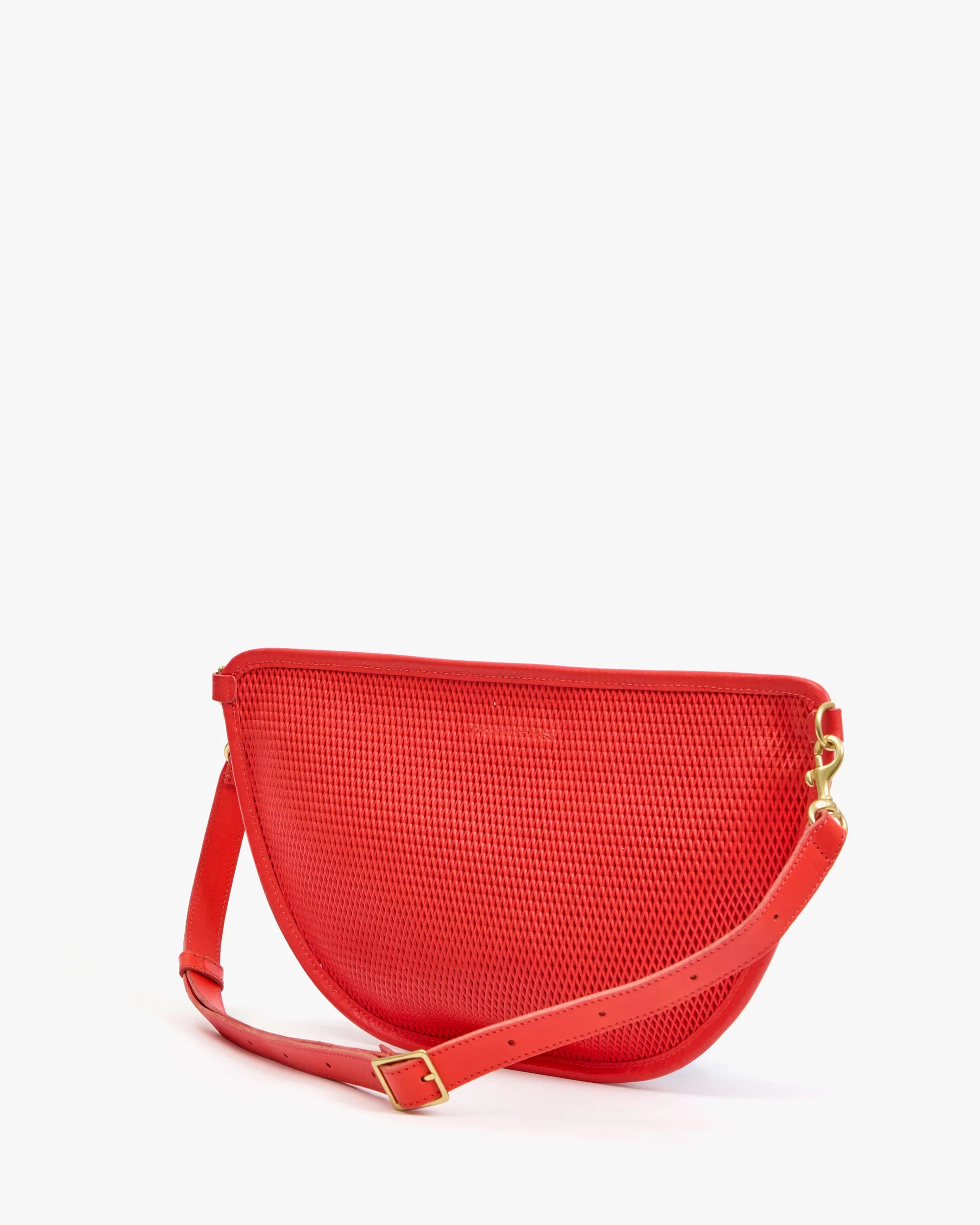 Clare V. Grande Fanny in Bright Poppy Diamond Perf at Baseline Social