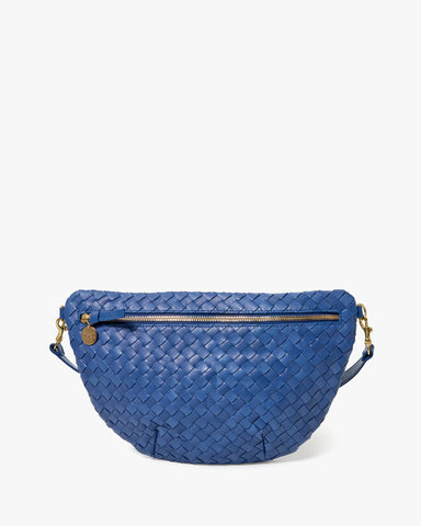 Clare V. Grande Fanny in French Blue Diagonal Woven at Baseline Social