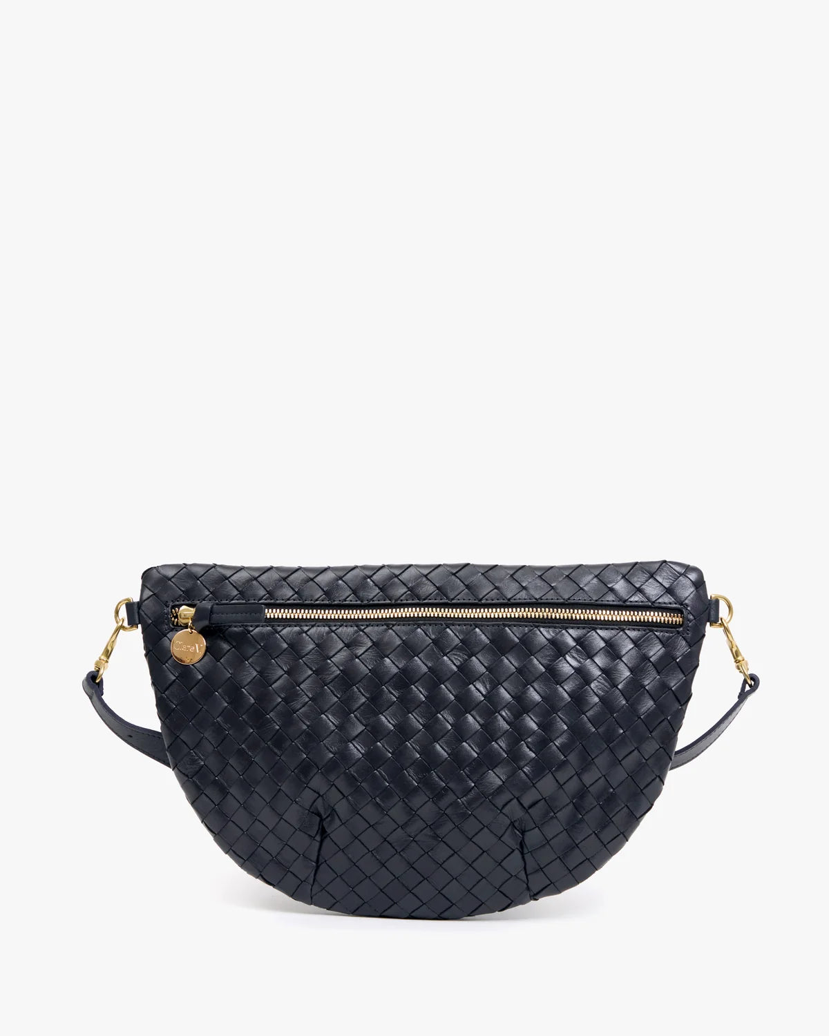 Clare V. Grande Fanny in Twilight Navy Diagonal Woven at Baseline Social