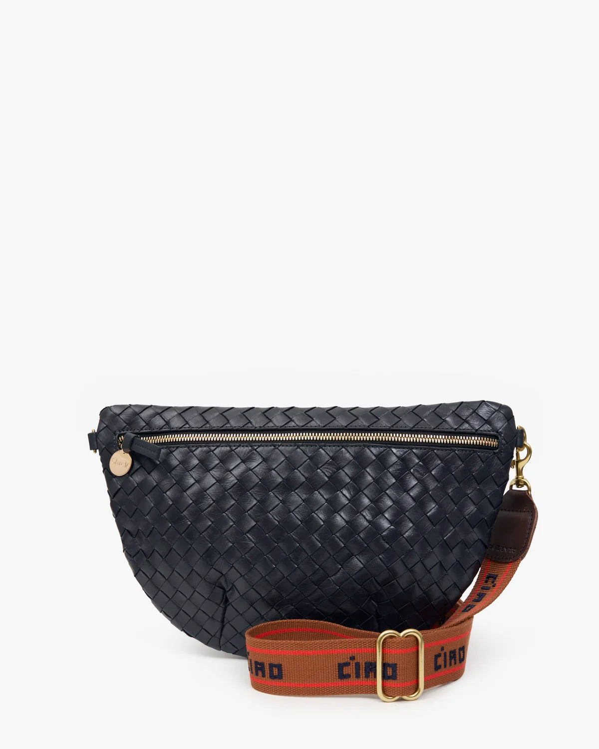 Clare V. Grande Fanny in Twilight Navy Diagonal Woven at Baseline Social