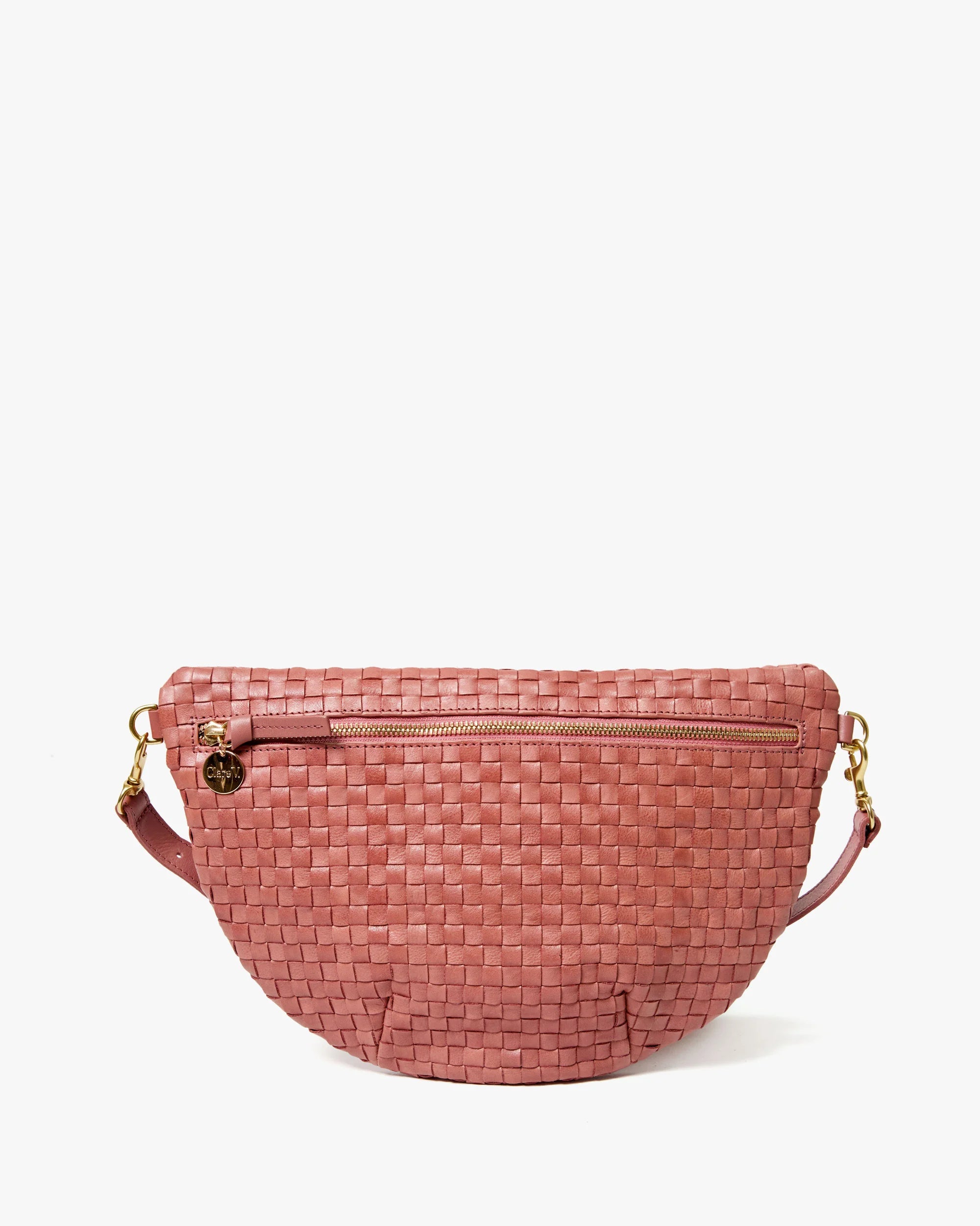 Clare V. Grande Fanny in Rose Clay Woven Checker at Baseline Social