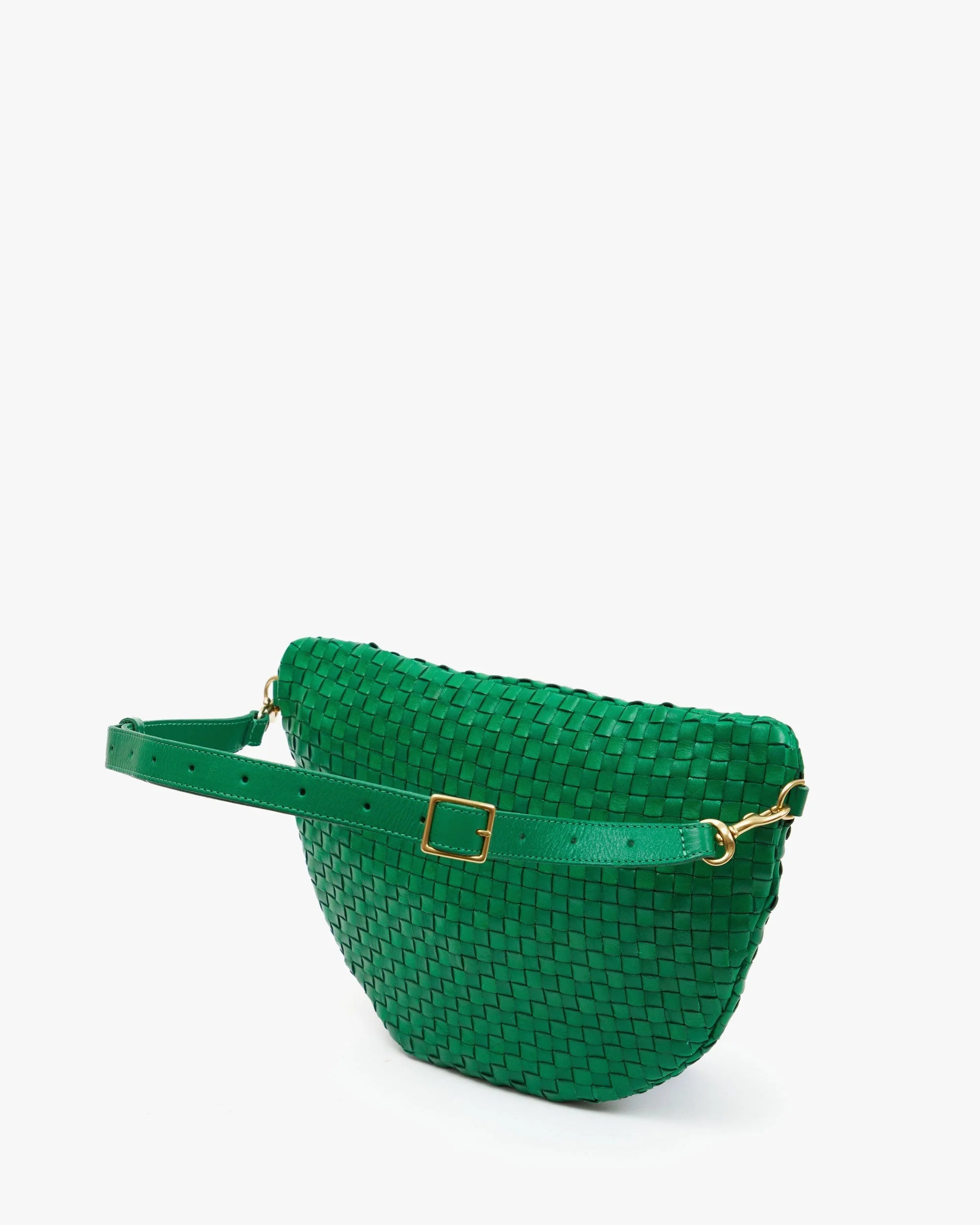 Clare V. Grande Fanny in Grass Woven Checker at Baseline Social