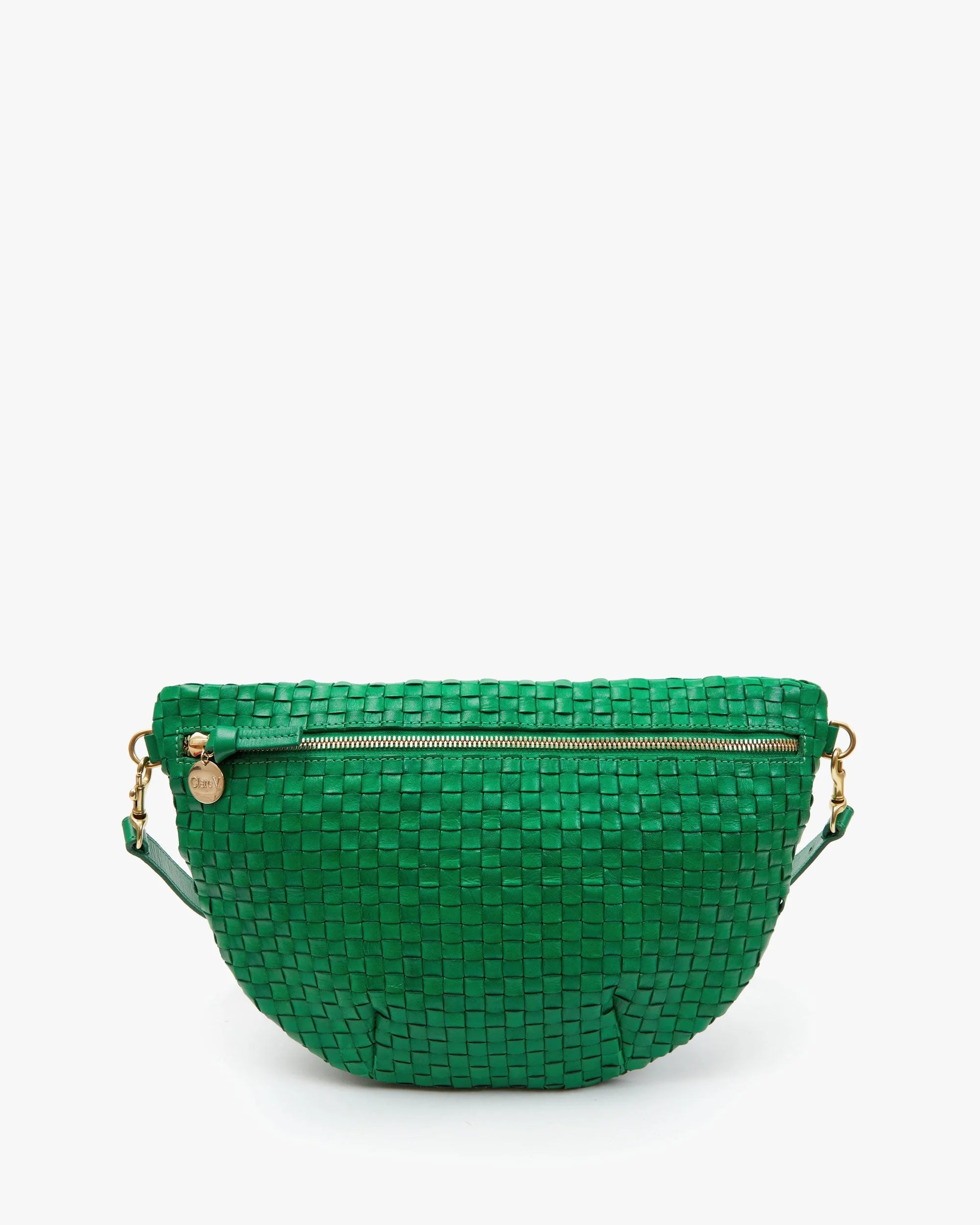 Clare V. Grande Fanny in Grass Woven Checker at Baseline Social