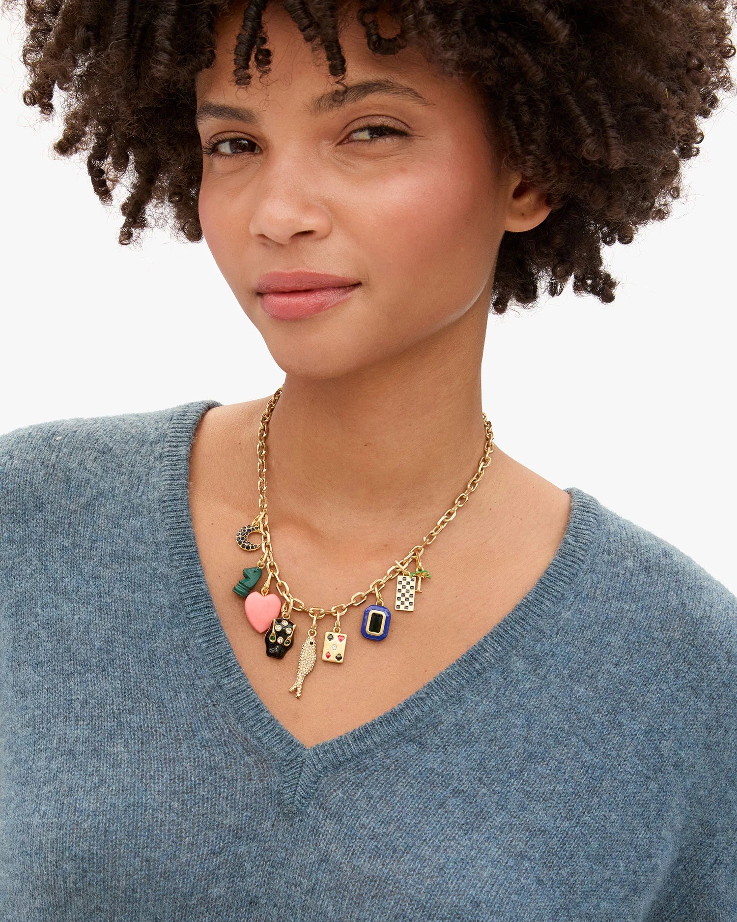 Clare V. Stone Heart Charm in Coral at Baseline Social