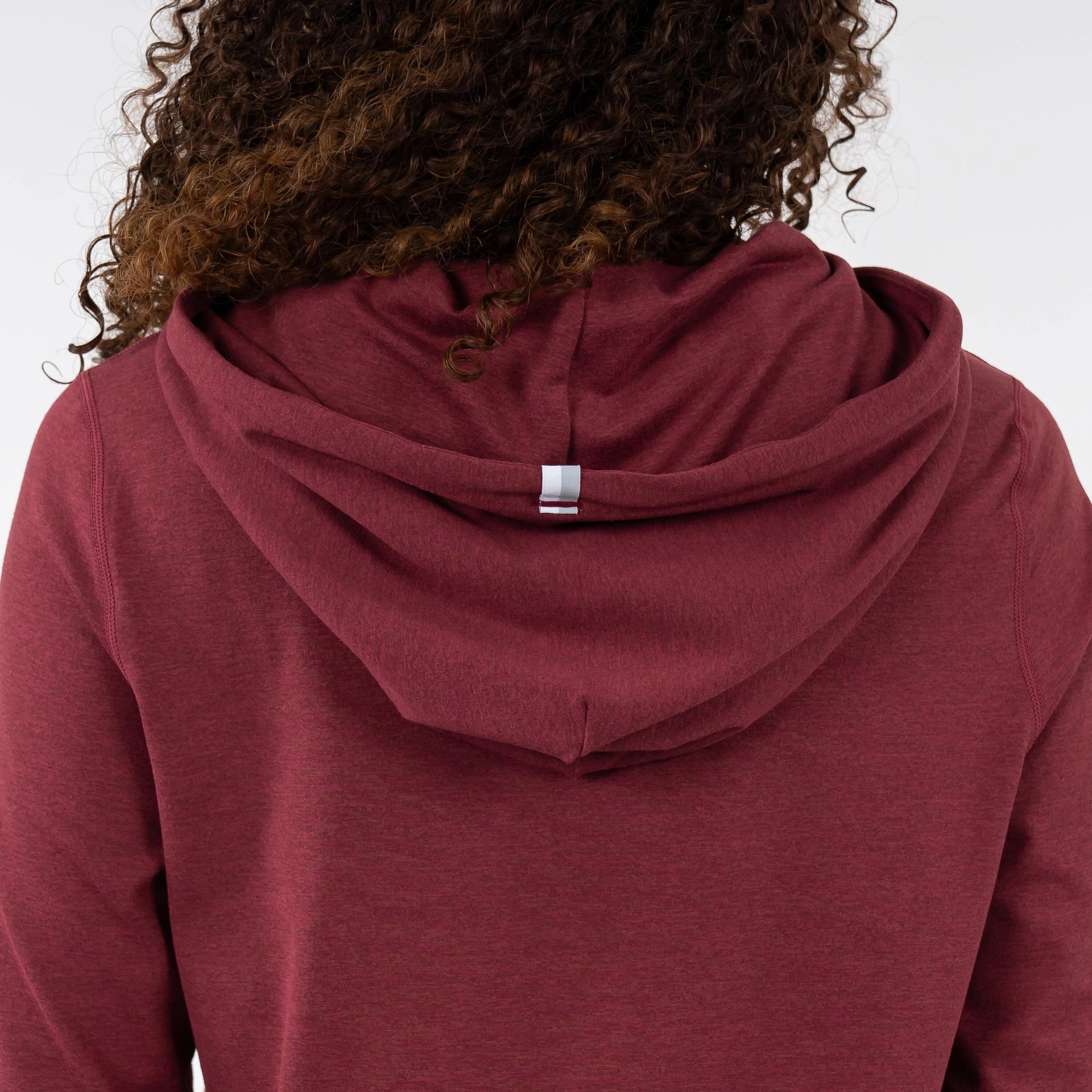 Rhoback Tempo Performance Hoodie in Red Card Red/Merlot Heather at Baseline Social