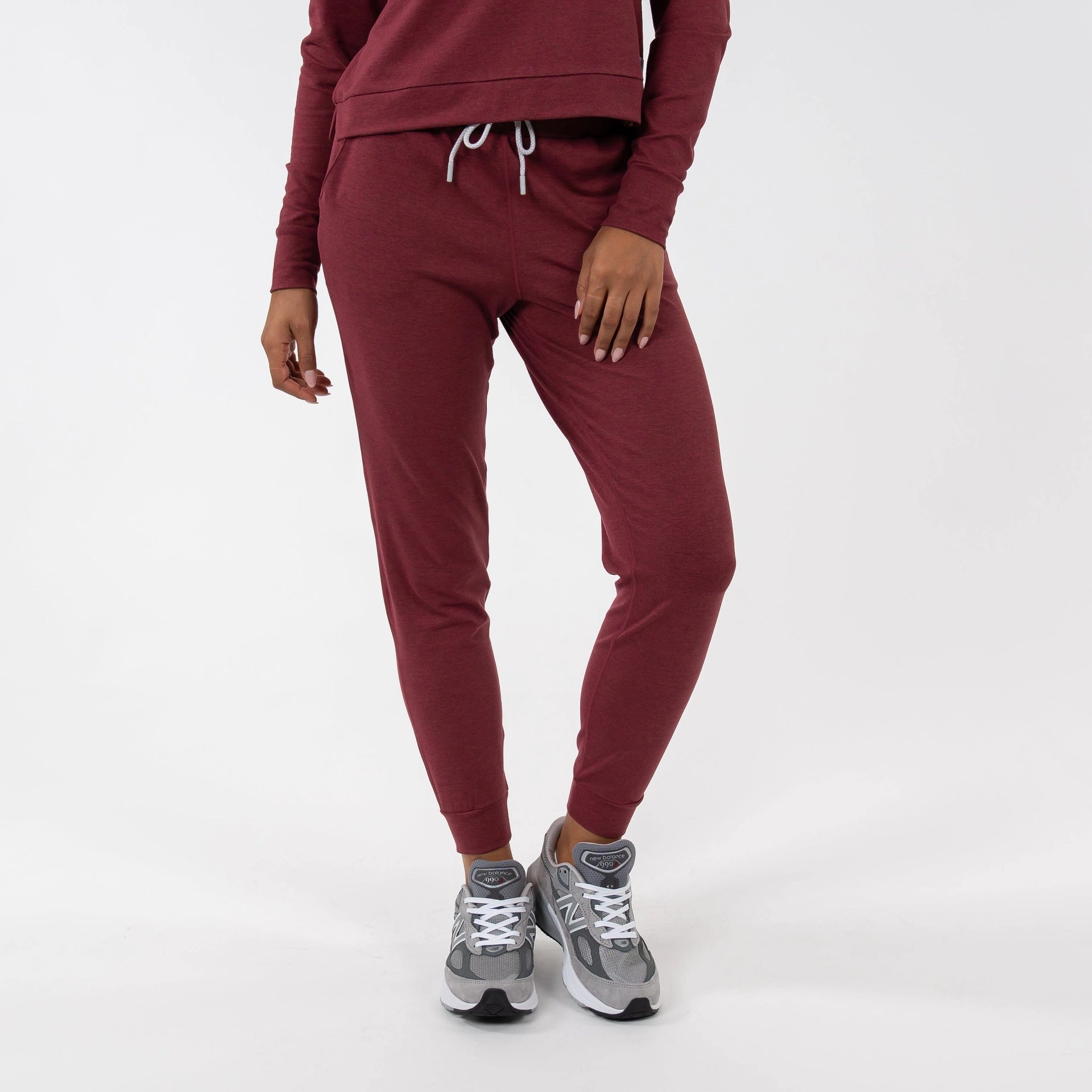 Rhoback Tempo Performance Joggers in Red Card Red/Merlot Heather at Baseline Social
