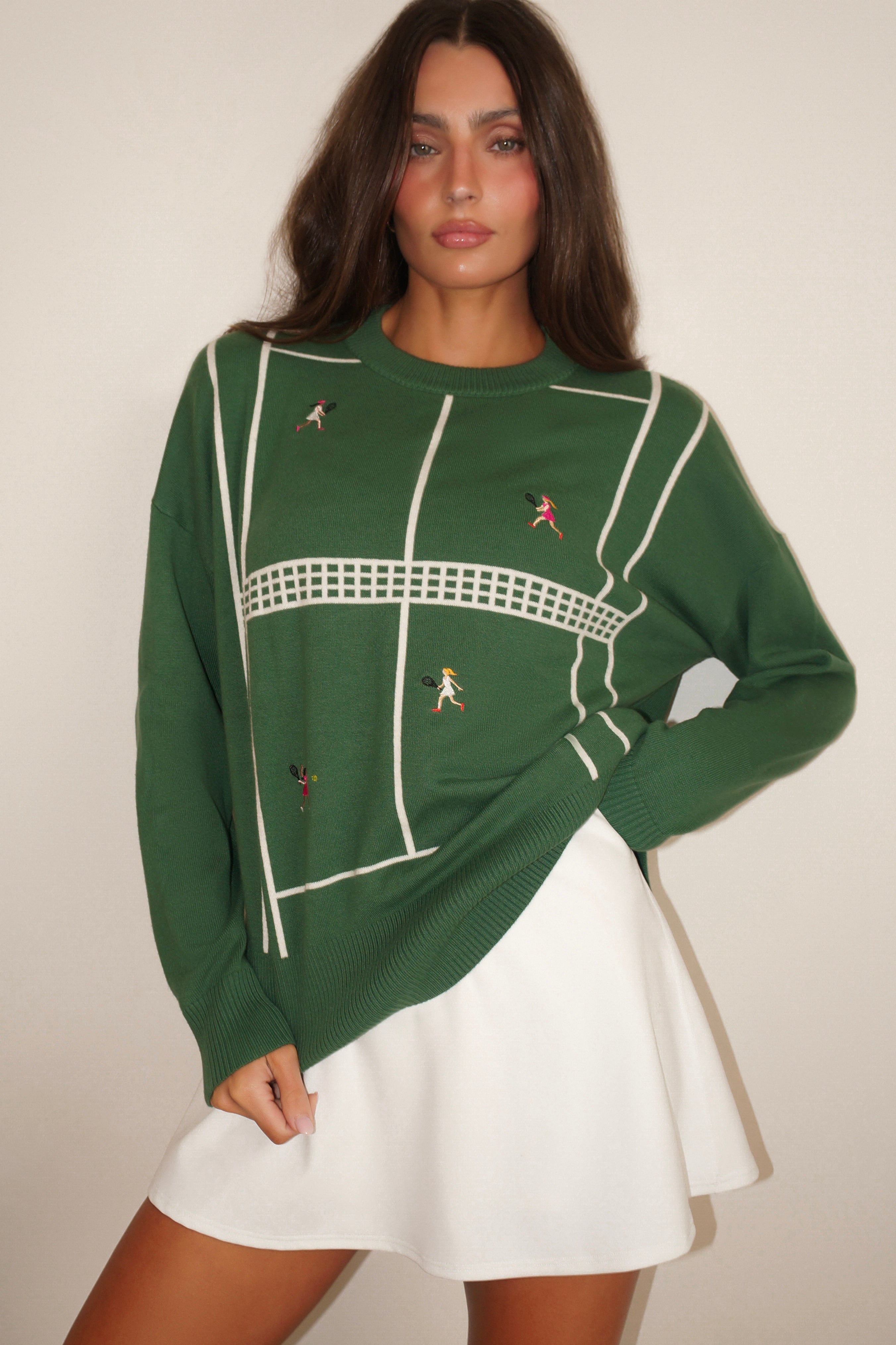Callie Sweater in Rally Green Tennis