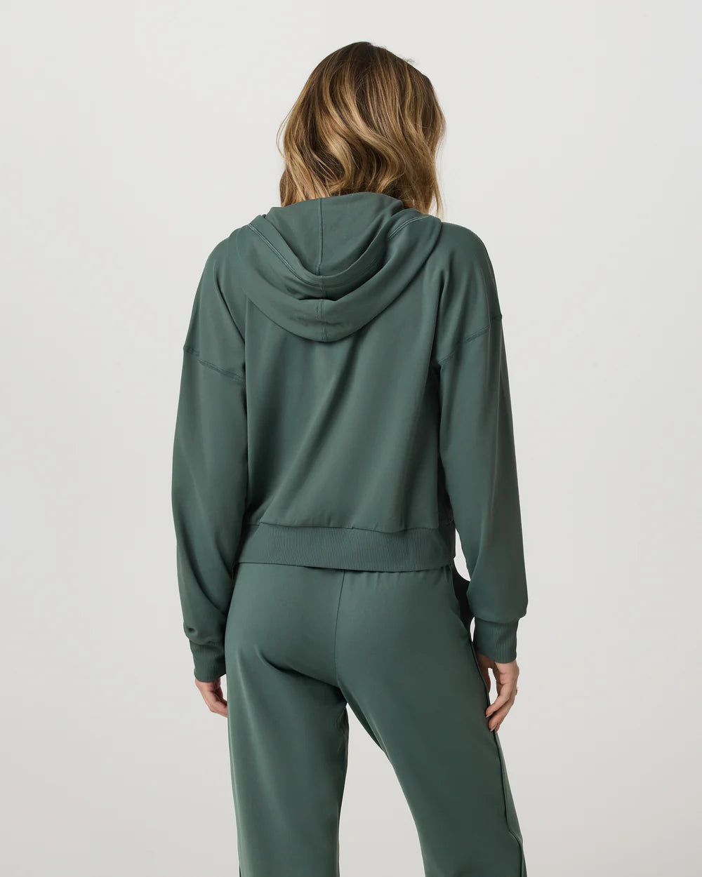 Vuori Halo Modern Full Zip Hoodie in Agate Green at Baseline Social