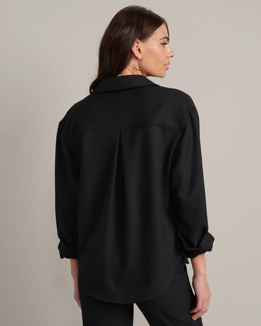 Horizon Shirt Jacket in Pure Black - Baseline Social