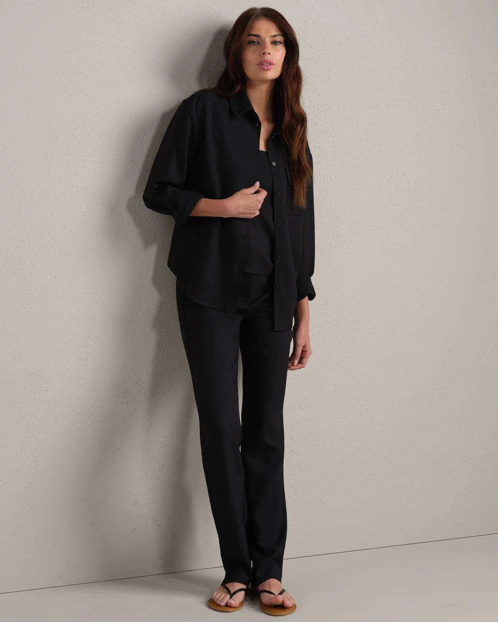 Horizon Shirt Jacket in Pure Black - Baseline Social