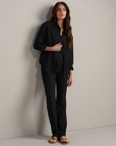 Horizon Shirt Jacket in Pure Black - Baseline Social