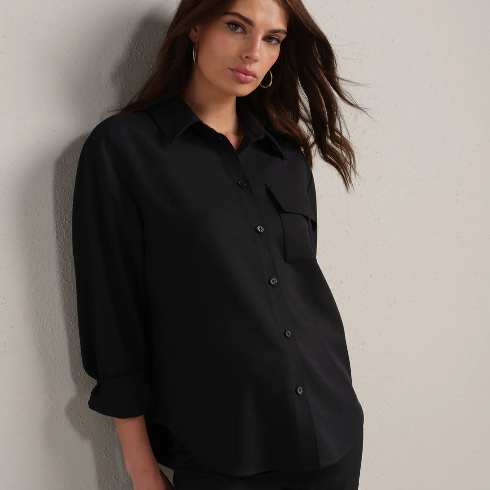 Horizon Shirt Jacket in Pure Black - Baseline Social