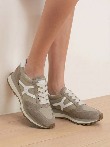 Veronica Beard Valentina Sneaker in Cobblestone, side view