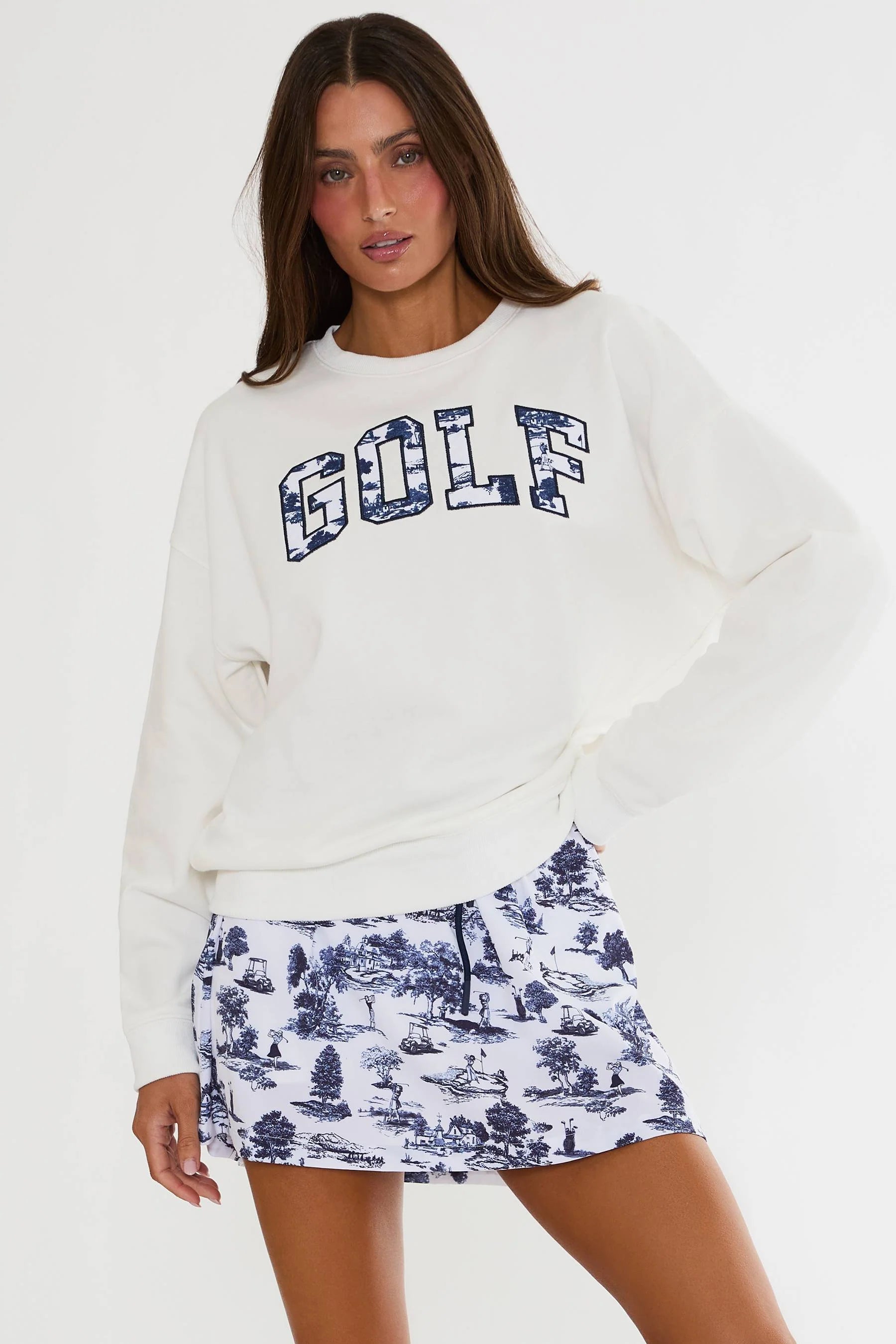 Devyn Oversized Sweatshirt Evening Golf Toile