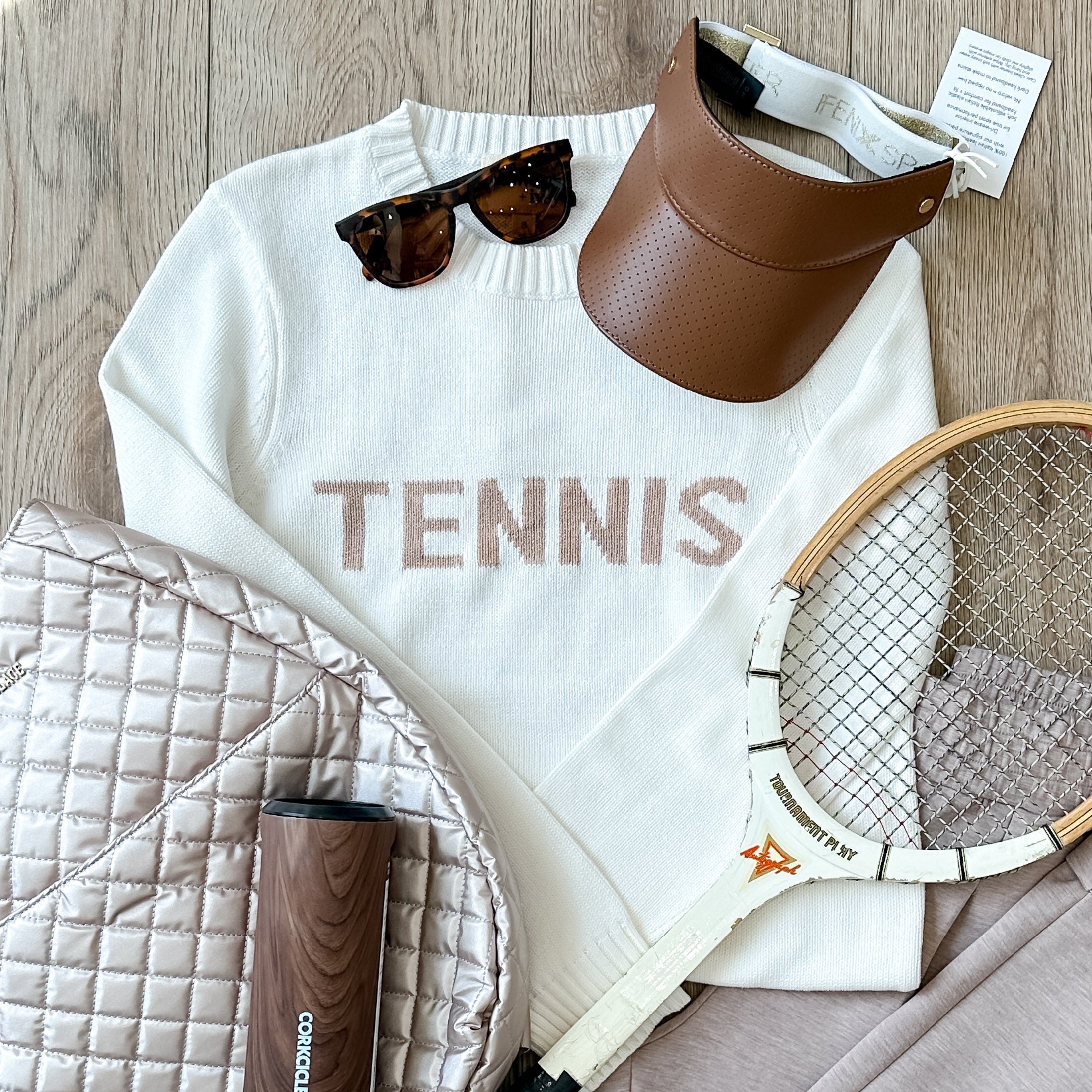 Ellsworth and Ivey Tennis Sweater in cream