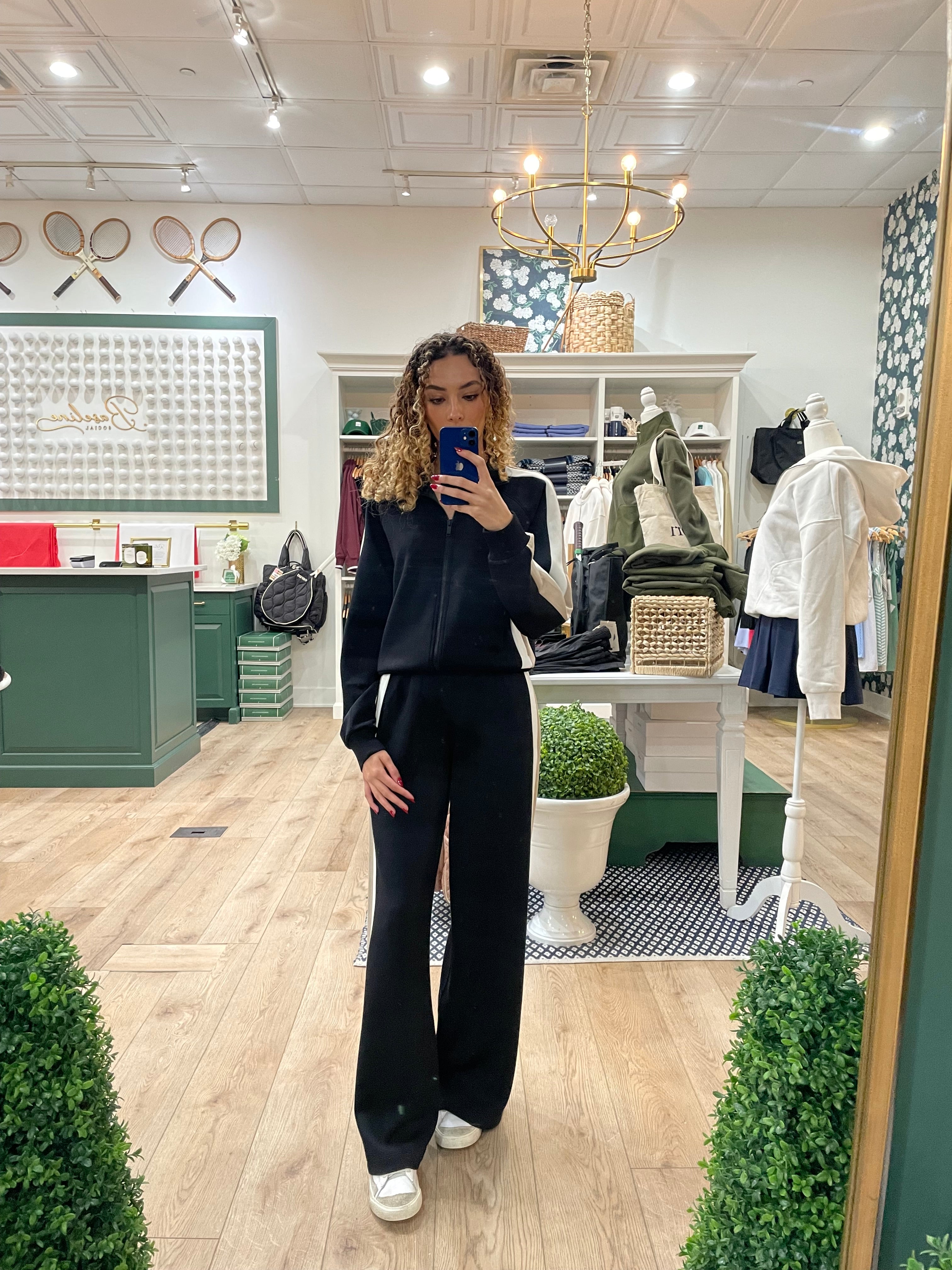 AirEssentials Colorblock Wide Leg Track Pant in Very Black/Powder