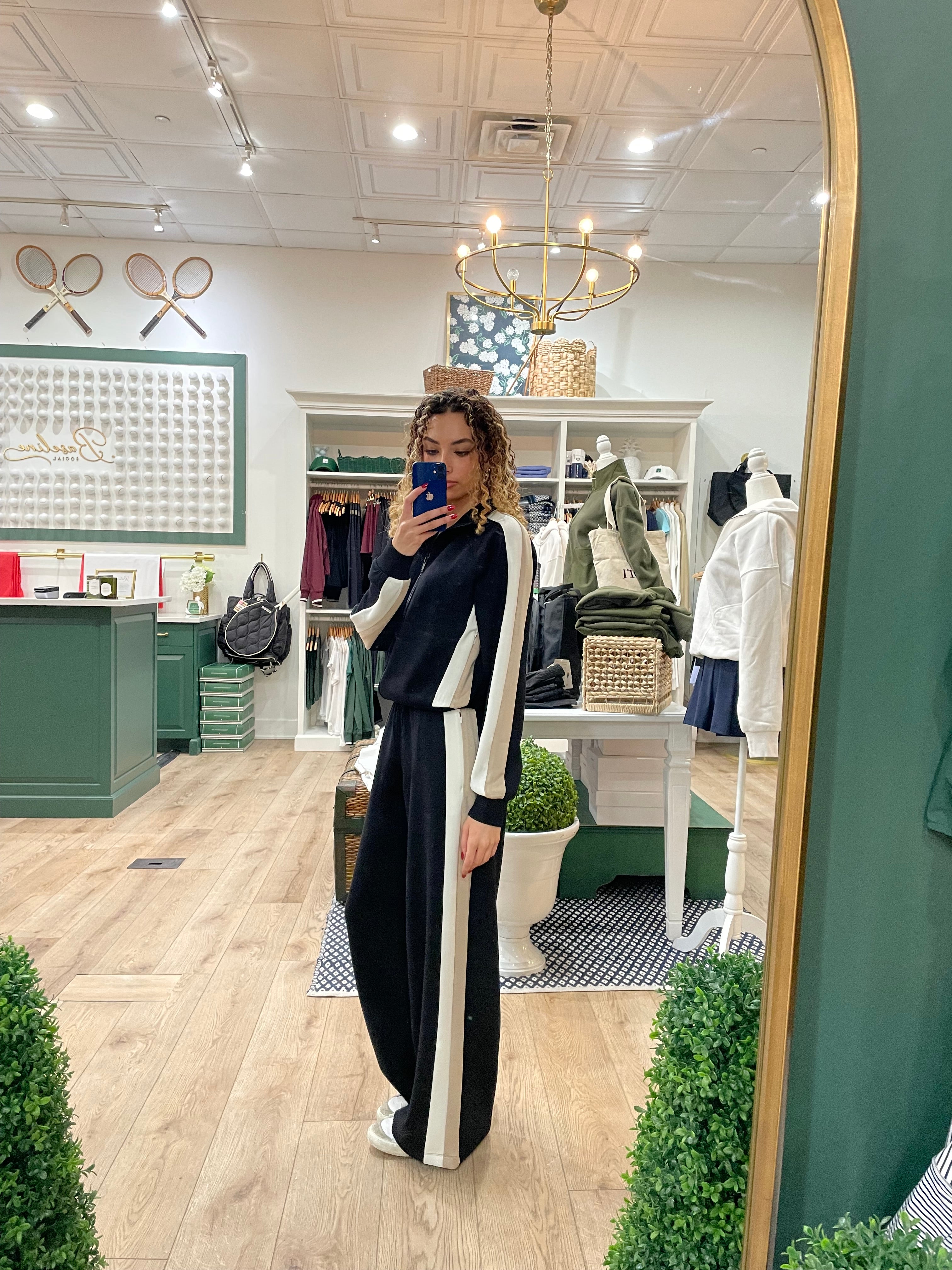 AirEssentials Colorblock Wide Leg Track Pant in Very Black/Powder