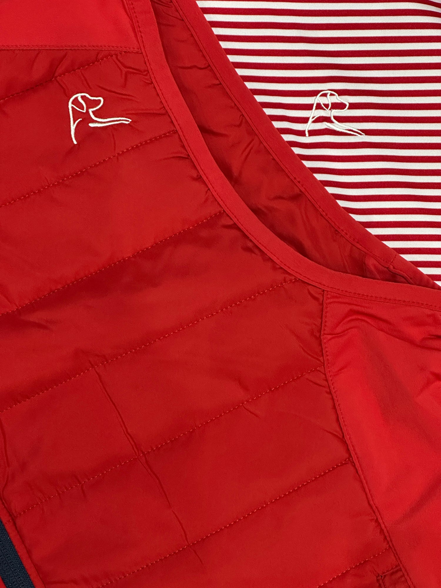 Rhoback Vest and Polo in Red and White