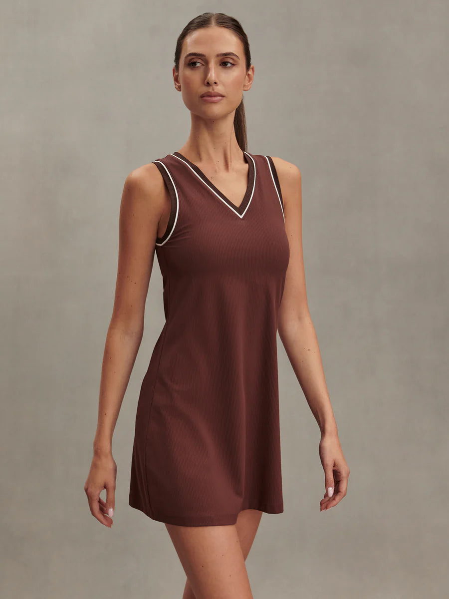Women's Varley Kalani V-Neck Dress Small Brown Stone