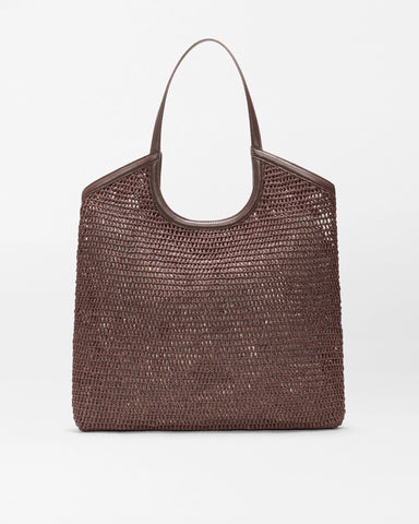 MZ Wallace Large Crochet Georgica Tote in Brown at Baseline Social