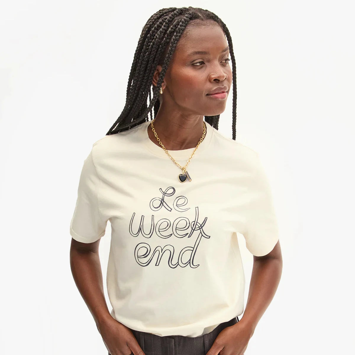 Clare V. Le Weekend Tee in Cream