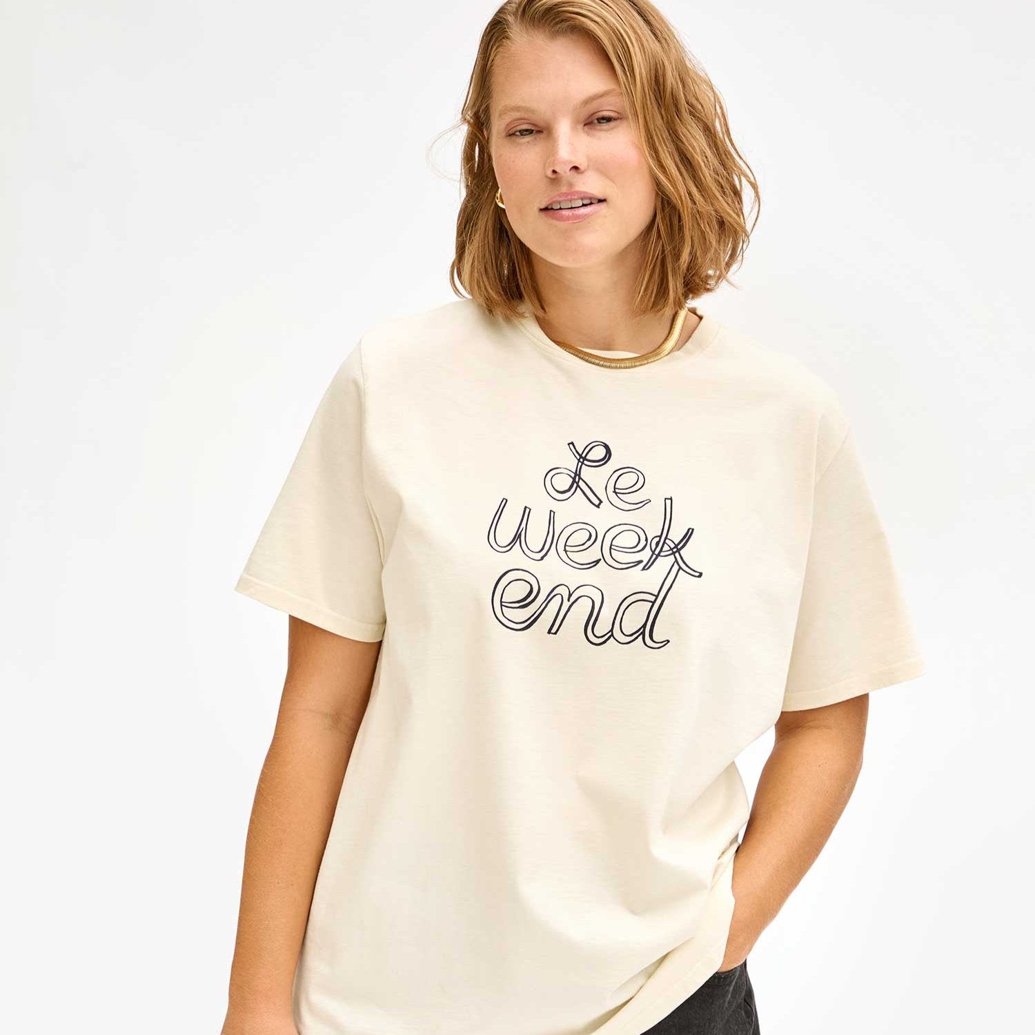 Clare V. Le Weekend Tee in Cream