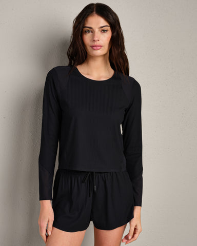 Rhone Lightspeed Long Sleeve in Pure Black at Baseline Social