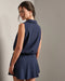 Rhone Mirage Sleeveless Notch Collar Blouse in Navy Blue at Baseline Social