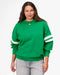 Clare V. Oversized Varsity Sweatshirt in Green at Baseline Social