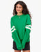 Clare V. Oversized Varsity Sweatshirt in Green at Baseline Social