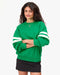Clare V. Oversized Varsity Sweatshirt in Green at Baseline Social