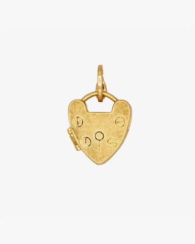 Clare V. Padlock Locket Charm in Vintage Gold at Baseline Social