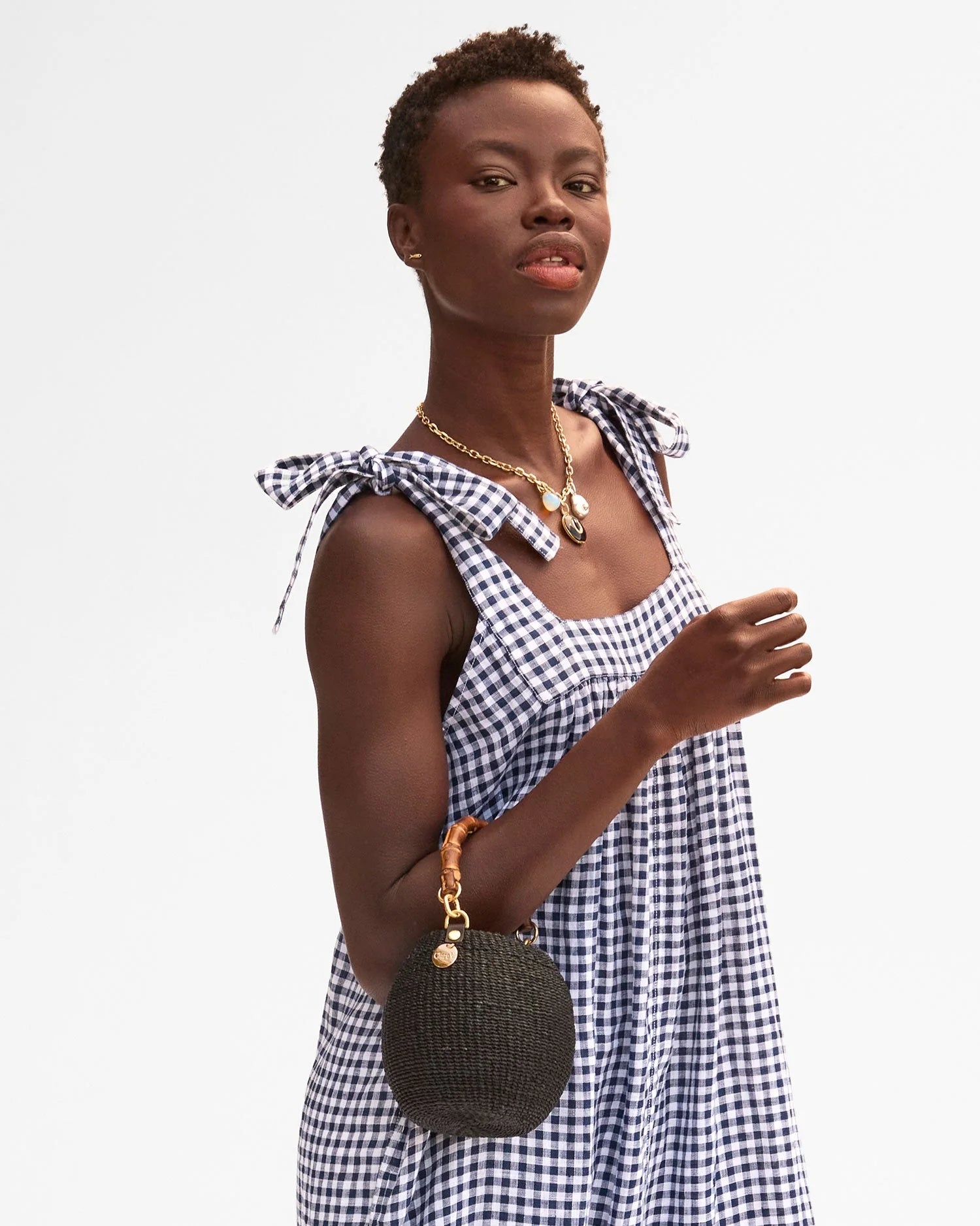 Clare V. Petit Pot de Miel w/ Bamboo Handle in Black at Baseline Social