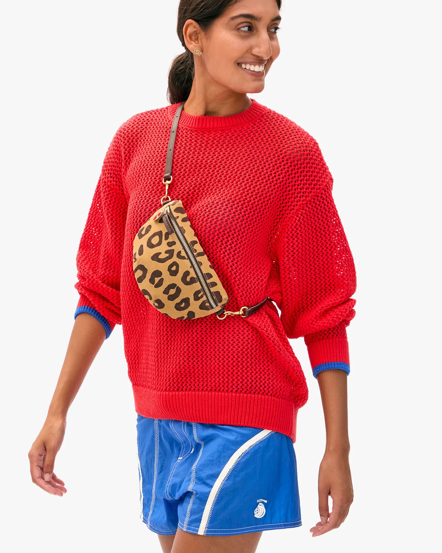Clare V. Petite Fanny in Lark/Brown Pablo Cat Suede at Baseline Social
