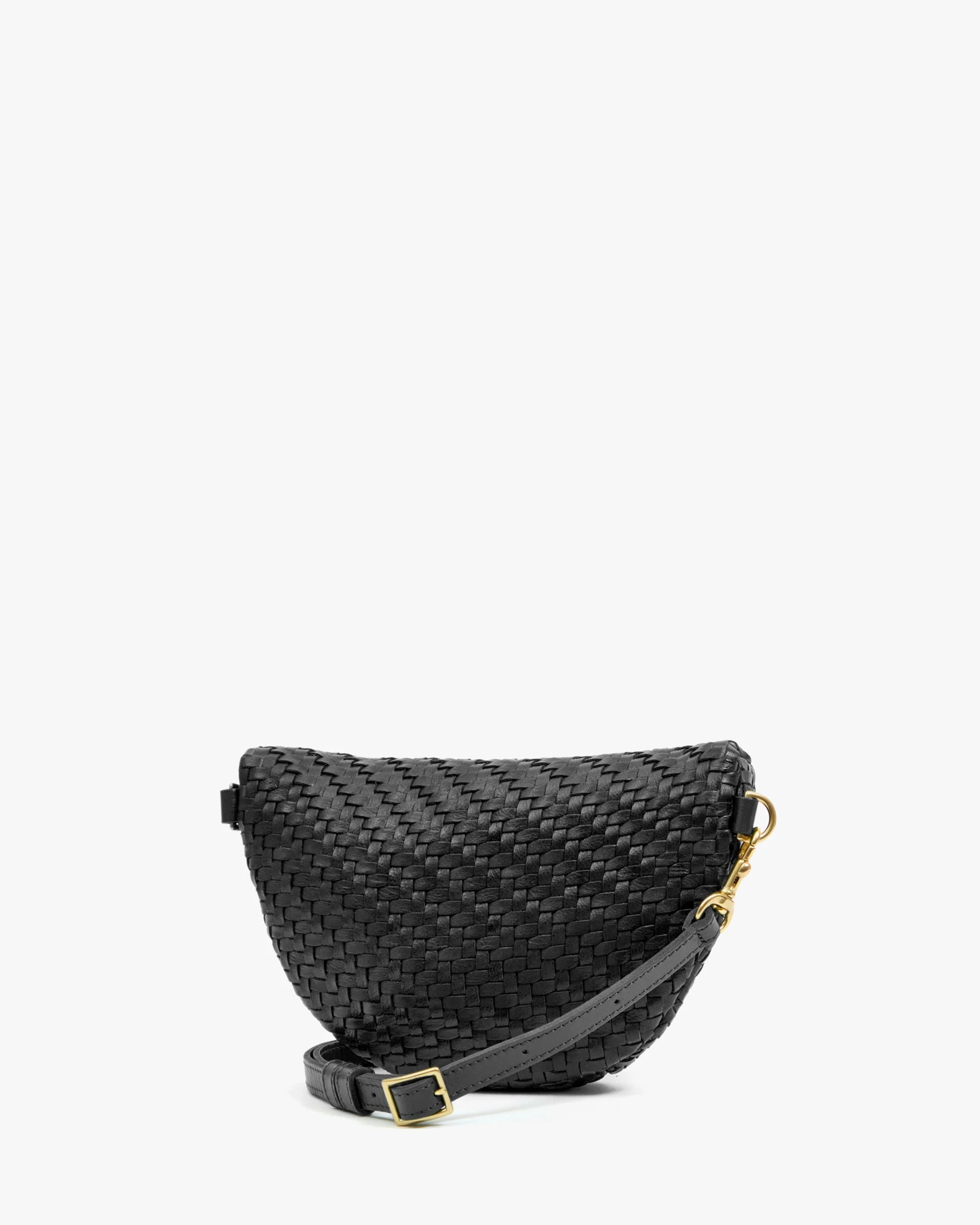 Clare V. Petite Fanny in Black Woven Zig-Zag at Baseline Social