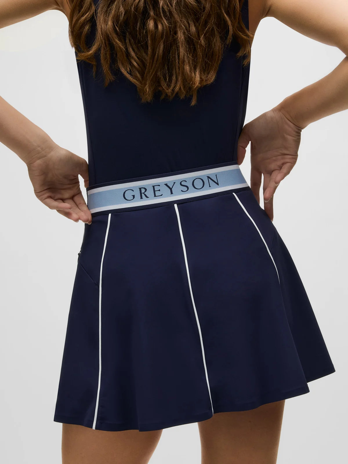 Greyson Phoenix Luxe Flare Skirt in Maltese Blue at Baseline Social