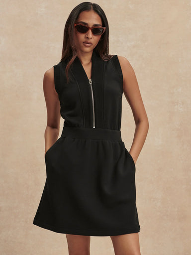 Varley Polyanna Half-Zip Dress in Black at Baseline Social