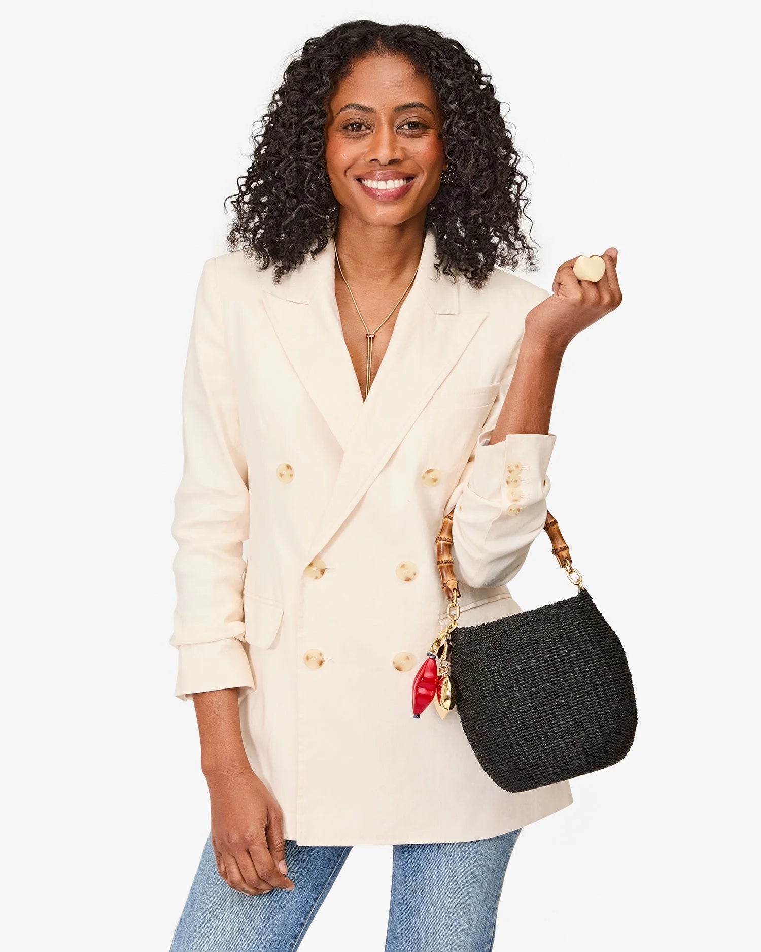 Clare V. Pot de Miel w/ Bamboo Handle in Black at Baseline Social