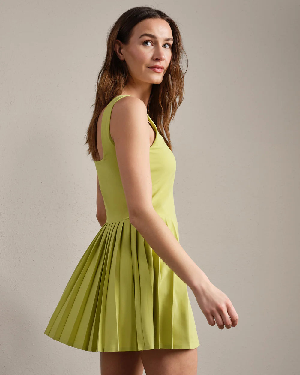Rhone Rally Dress in Citron Green at Baseline Social