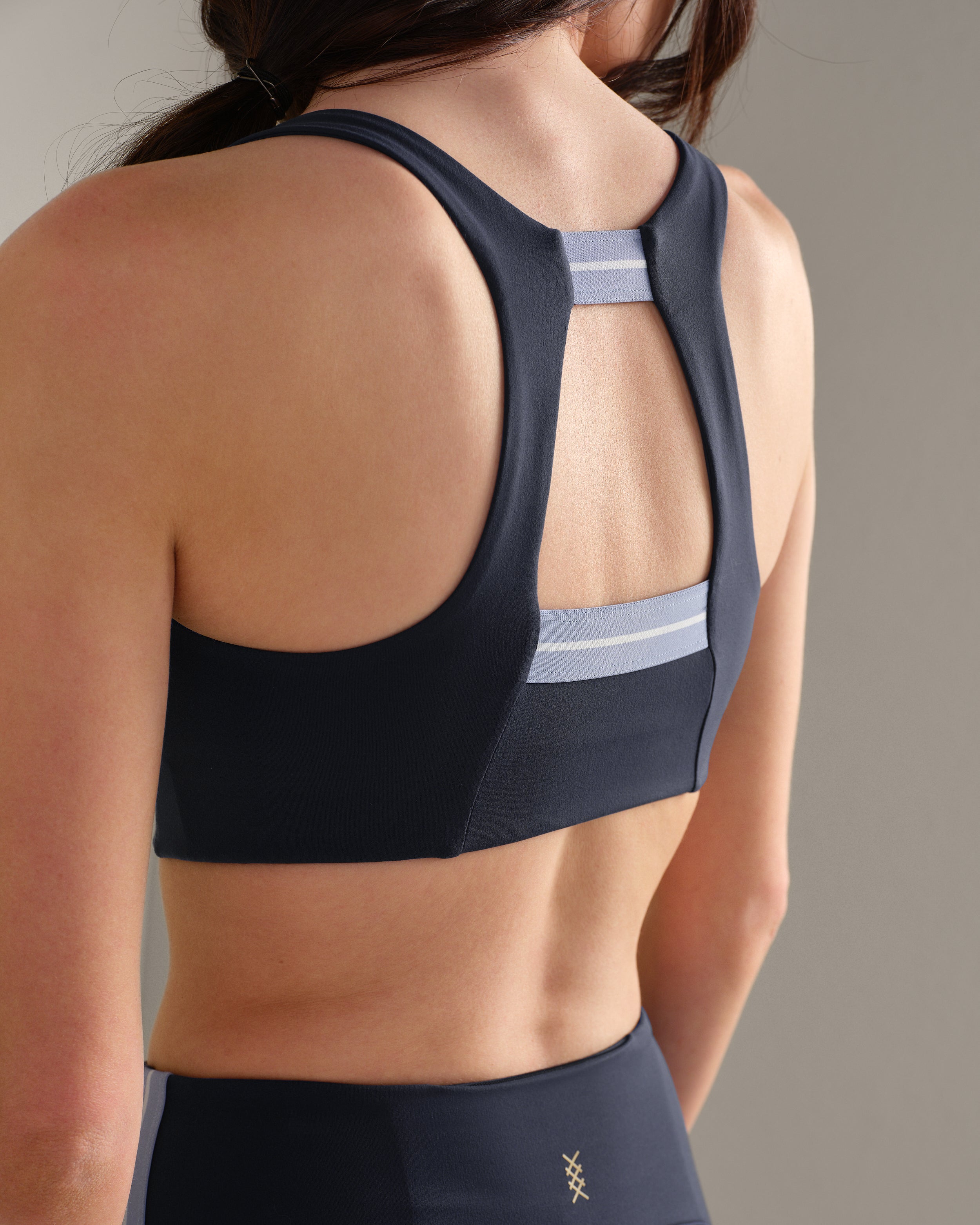 Rhone Retro Revive Sports Bra in Navy Blue at Baseline Social