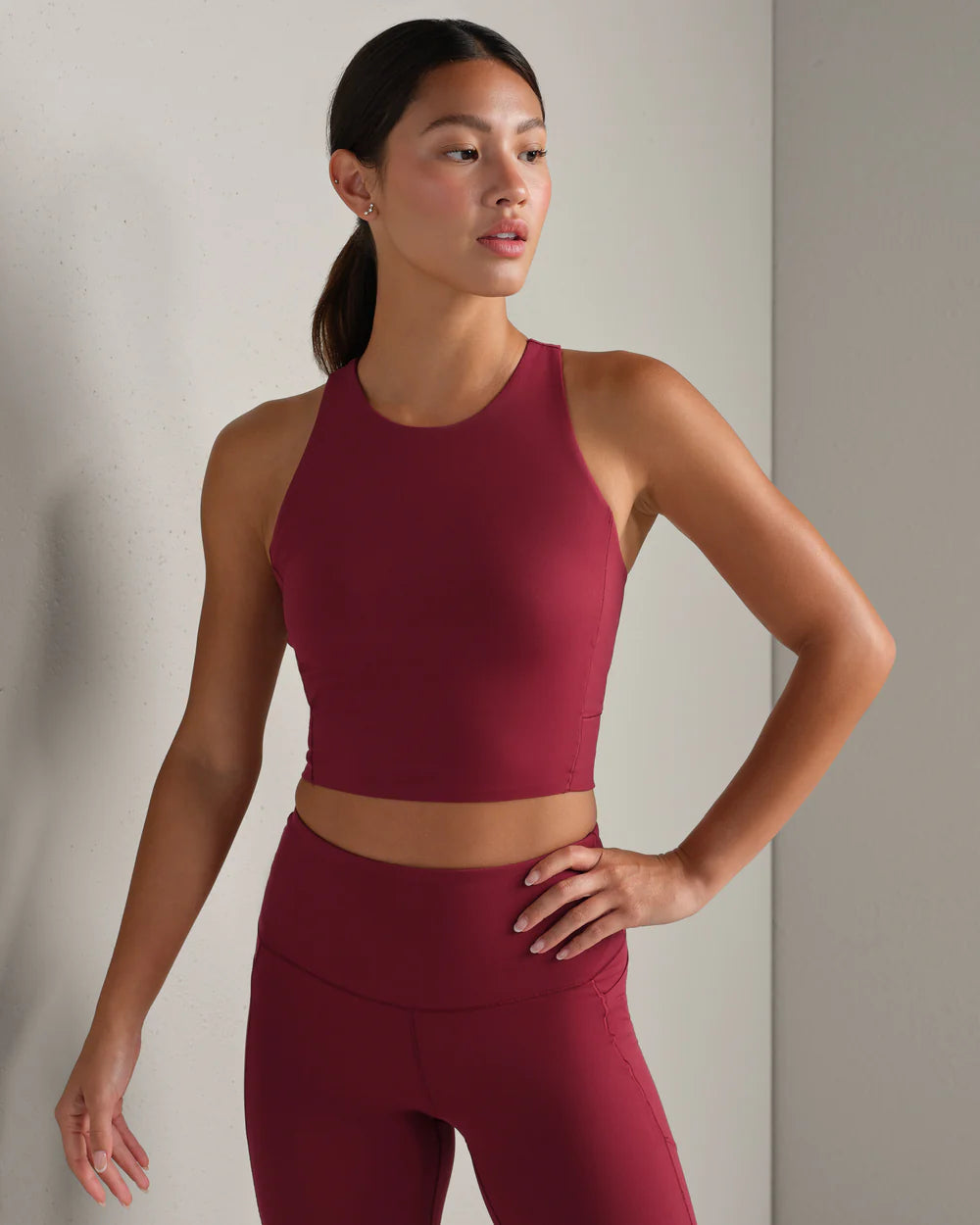 Rhone Revive Longline Bra in Cranberry at Baseline Social
