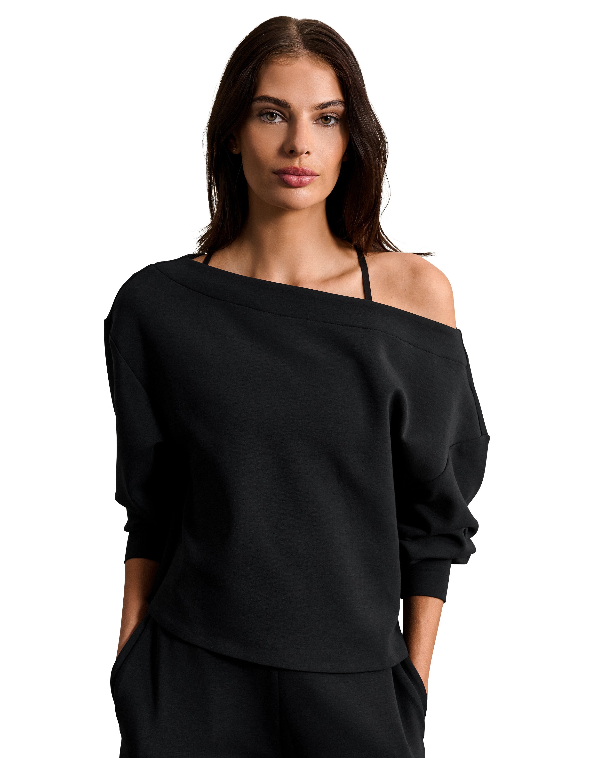 Rhone Dreamglow Bateau Top in Pure Black Heather at Baseline Social