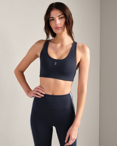 Rhone Retro Revive Sports Bra in Navy Blue at Baseline Social
