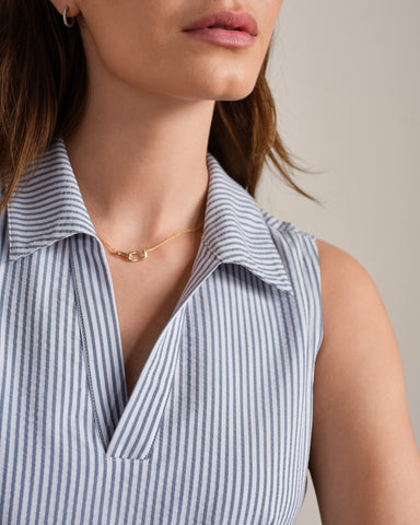 Saltair Dress in Washed Navy Stripe - Baseline Social