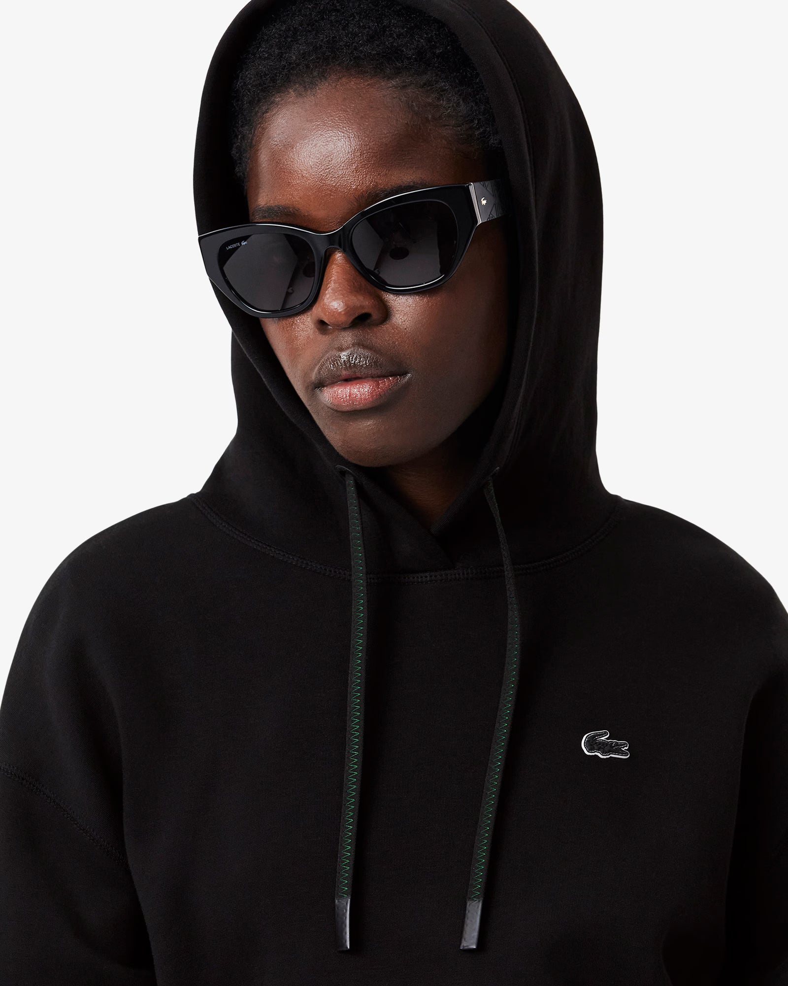Lacoste Cotton Hoodie in Black at Baseline Social