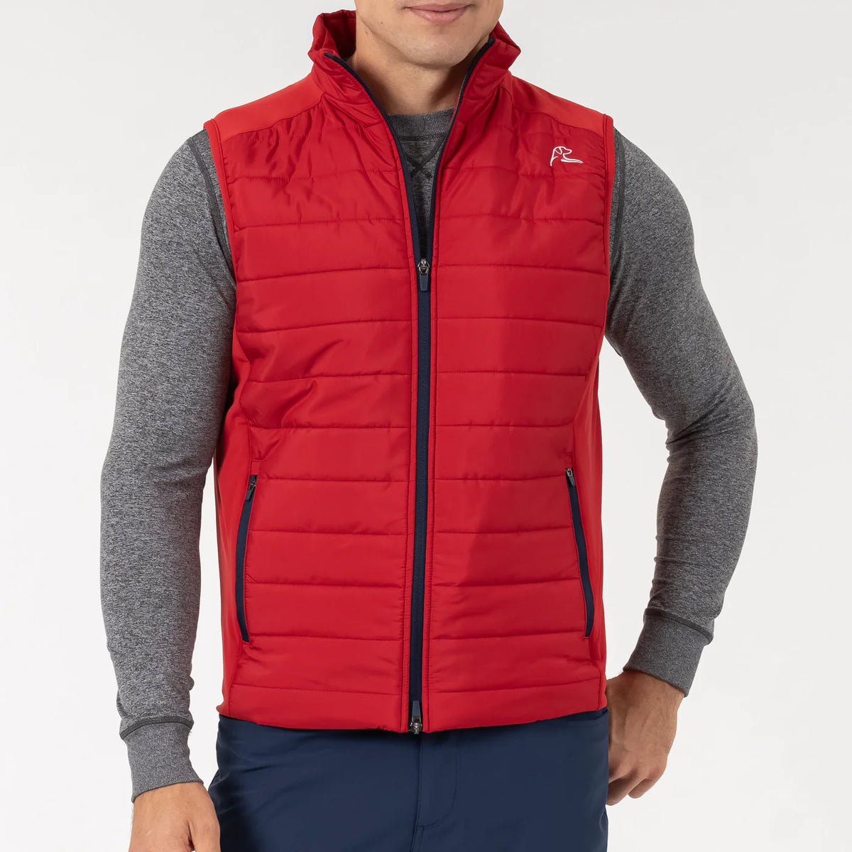 Fulton Performance Vest in Cardinal Red/Fleet Navy | Baseline Social